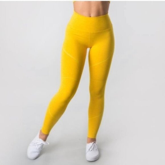 Alphalete Pants - Alphalete‎ Revival Yellow Fitted Stretchy Leggings Women Size M